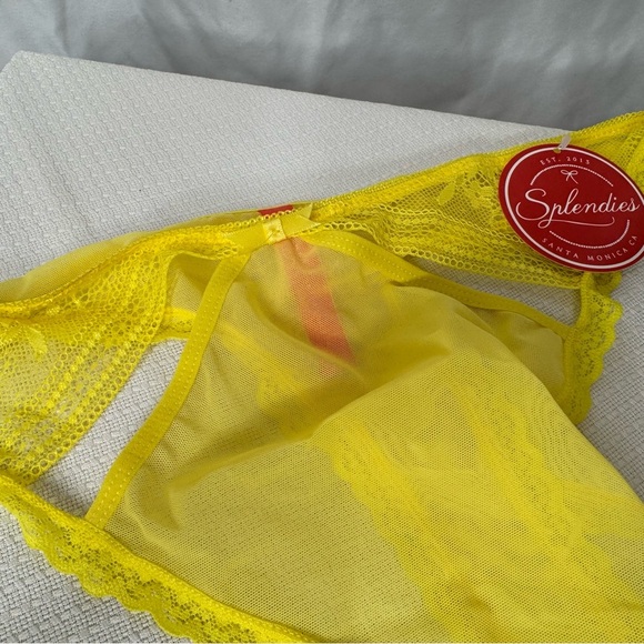 Splendies Yellow Lace Thong Panties Size 4X (See notes) NWT - Picture 3 of 9